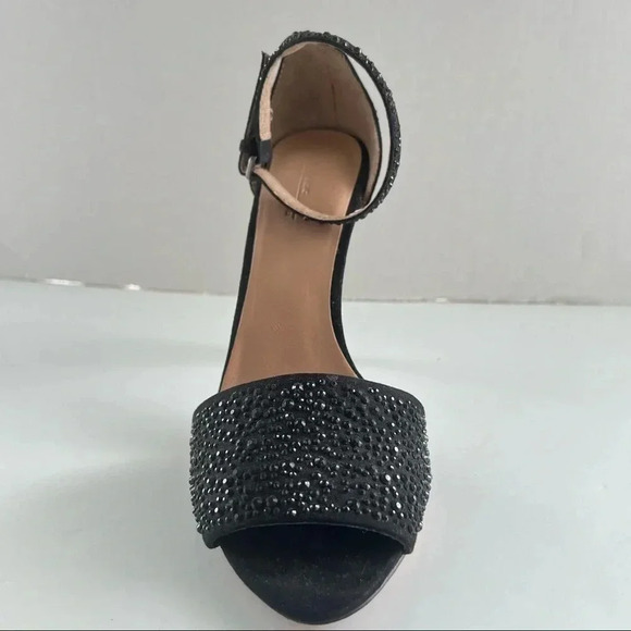 ZARA BLACK RHINESTONE ANKLE  STRAP HEELS SHOES SIZE 9 - Picture 3 of 13